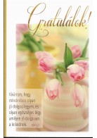 Borítékos képeslap: Gratulálok! (good news - tulipán)